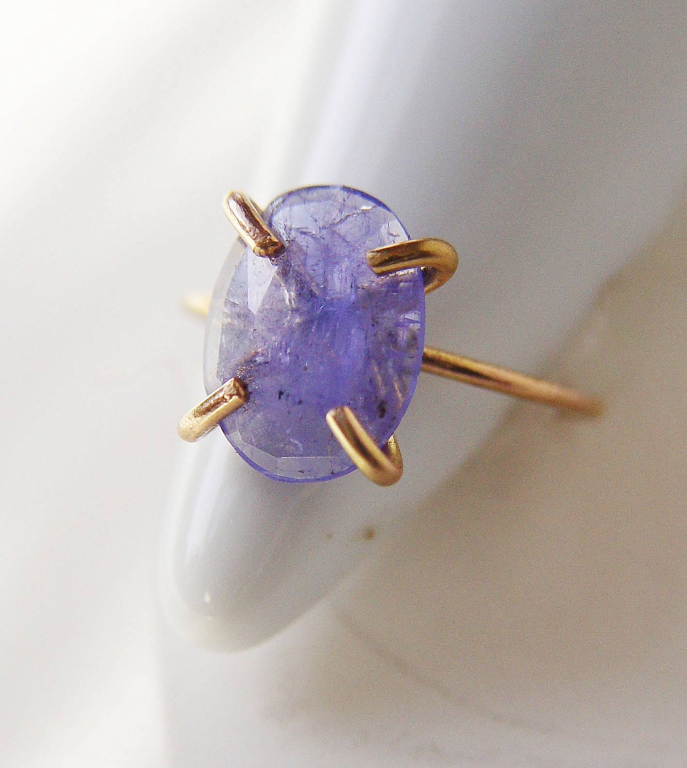 Handmade BlueTanzanite Gold Filled Ring: December Birthstone - Purple Gemstone Engagement Jewelry