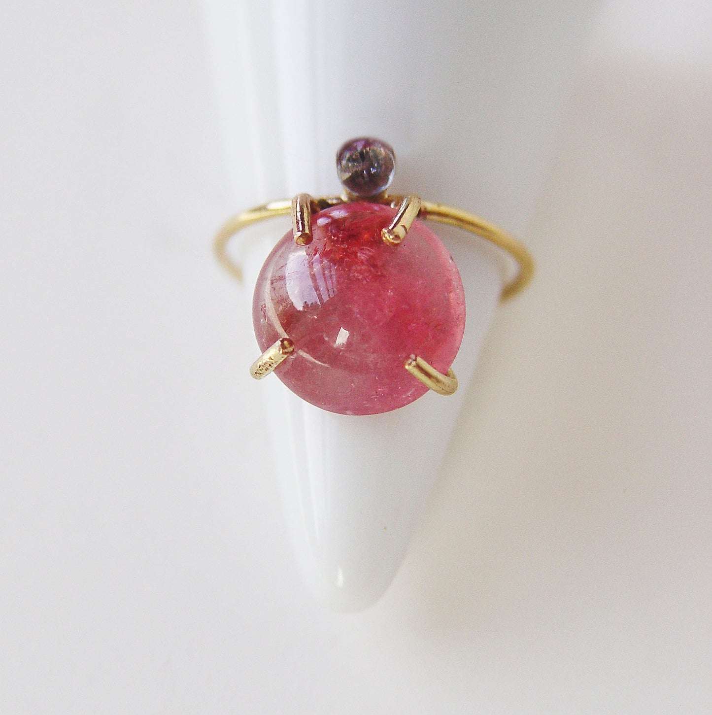 Pink Tourmaline & Topaz Gold Filled Ring - Adjustable Double Gemstone - Anniversary engagement Jewelry