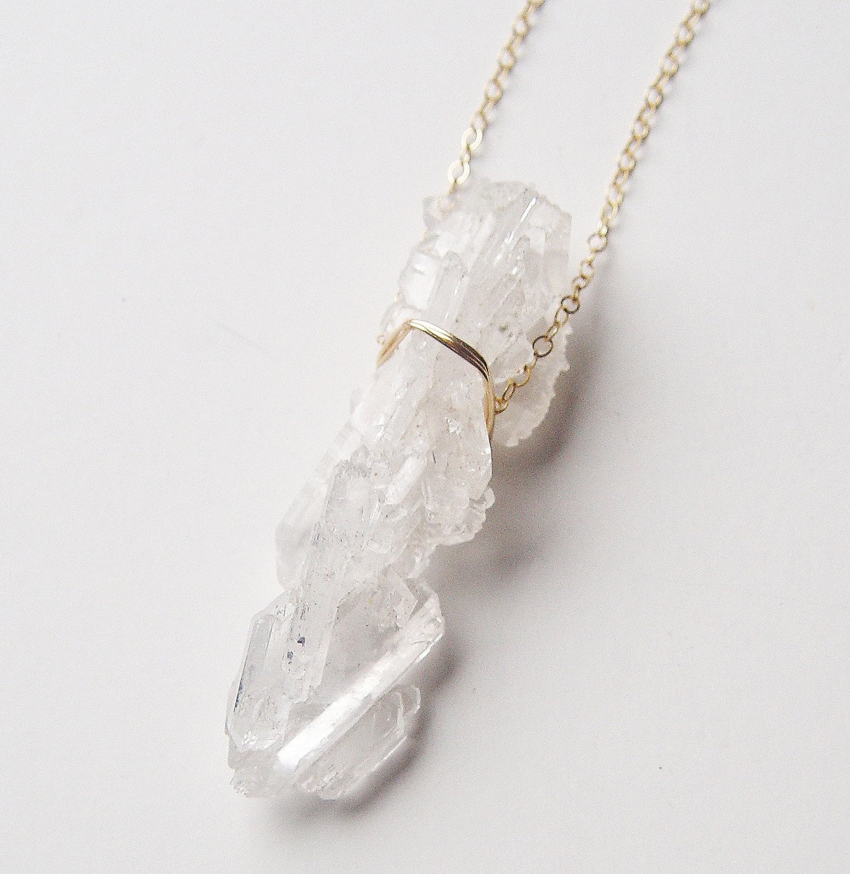 Raw Faden Quartz Crystal Gold Filled Necklace