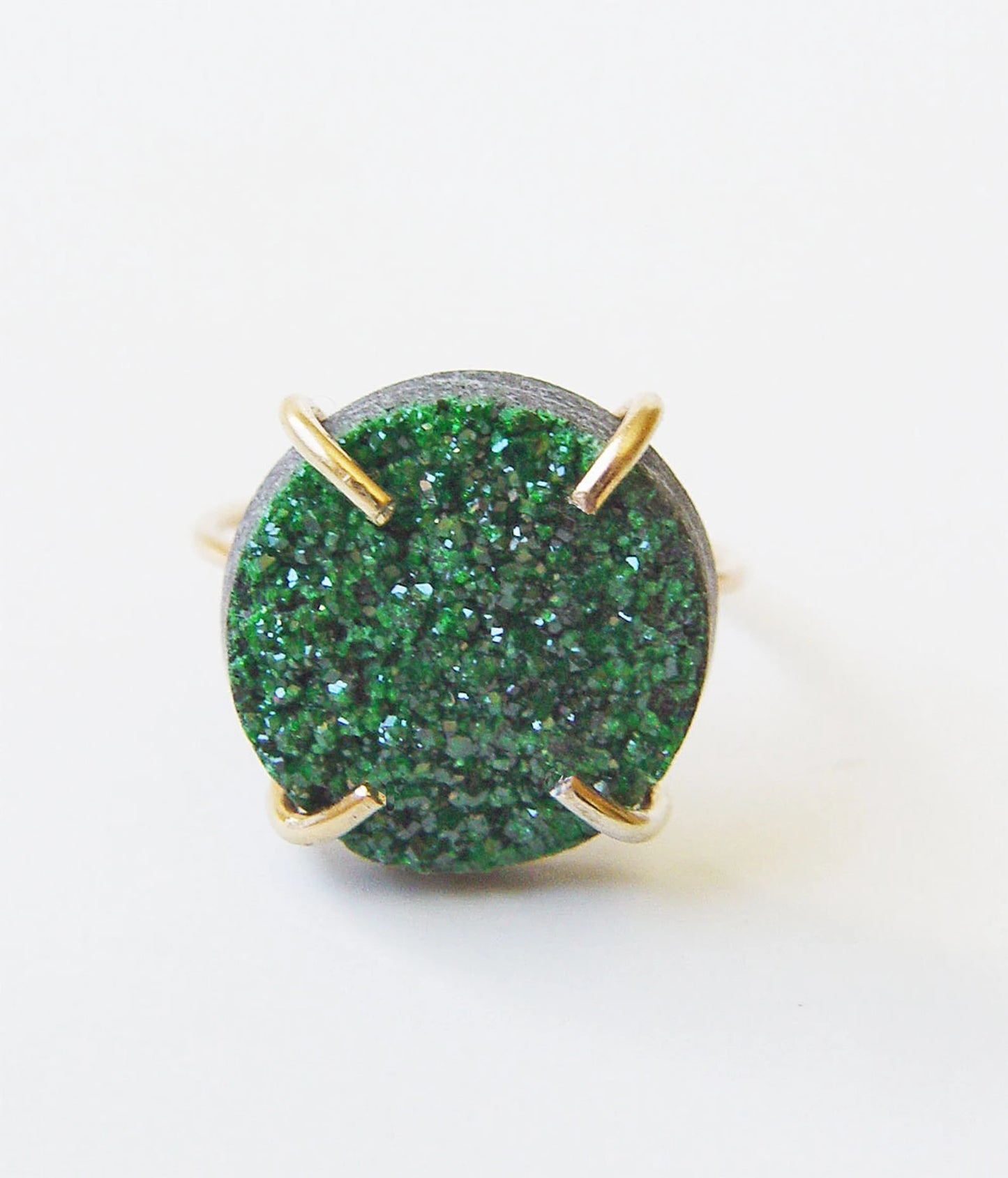 Green Uvarovite Crystal Gold Filled Statement Ring