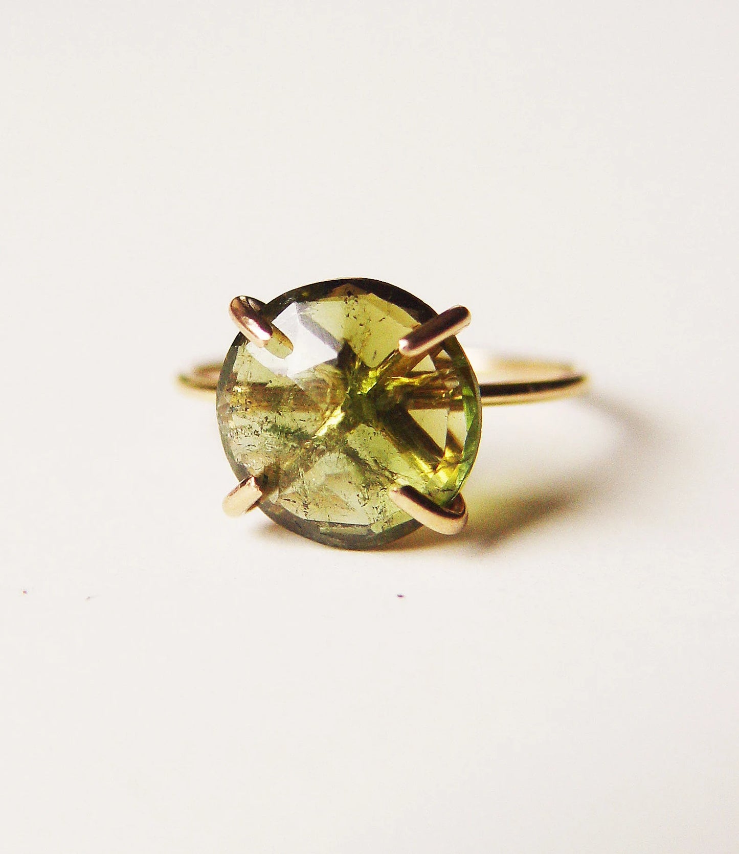 Green Tourmaline Gold Ring: 14k Gold Fill Fall Jewelry - October Birthstone