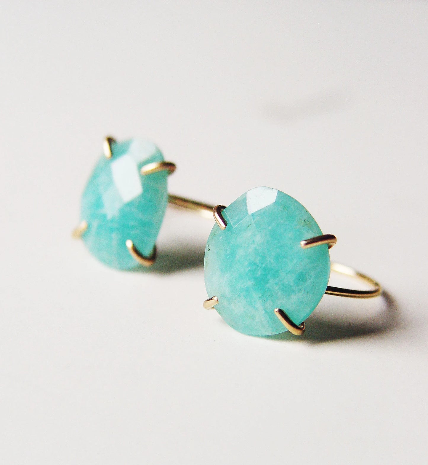 Teal Amazonite Gold Filled Statement Ring
