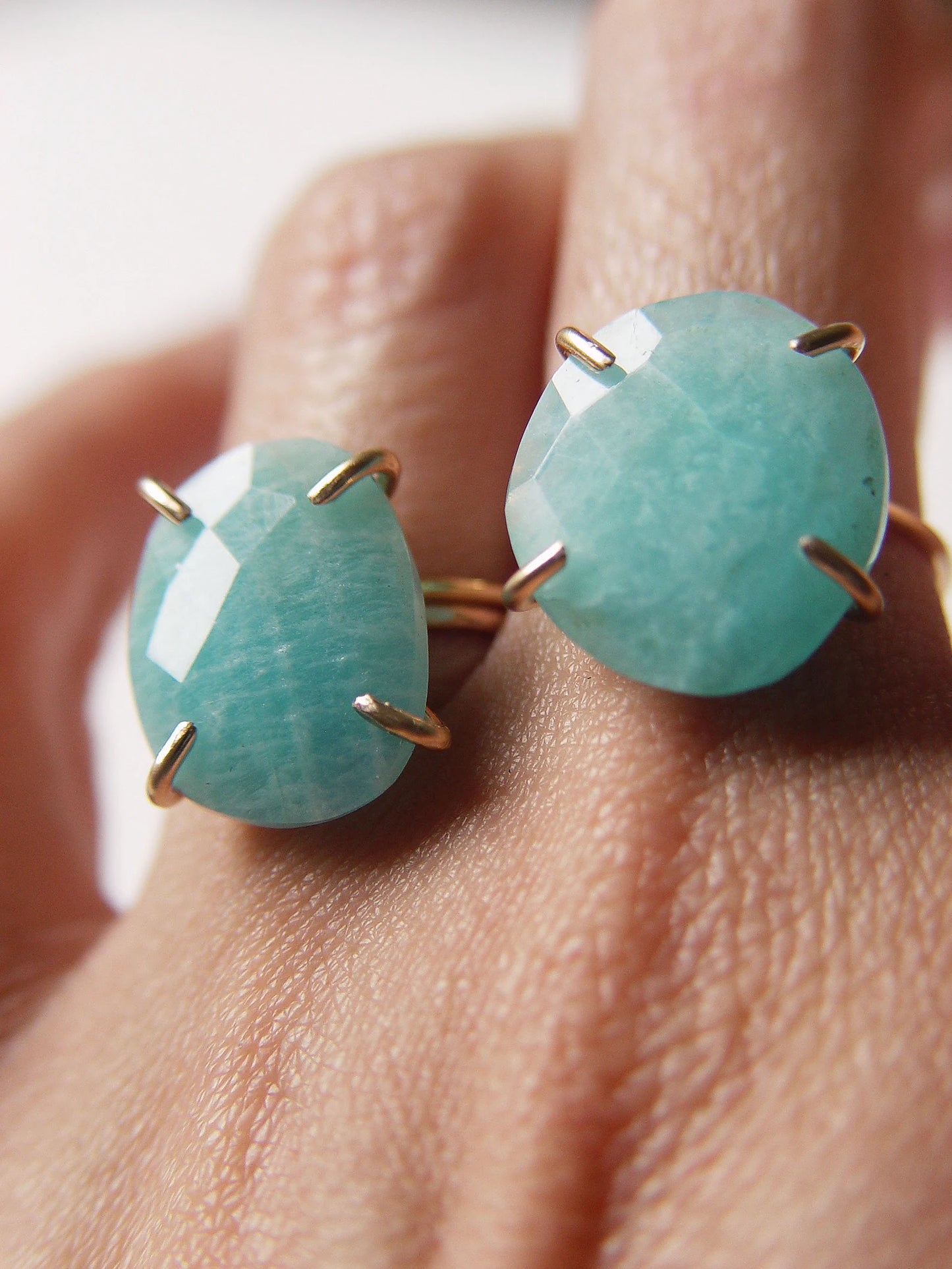 Teal Amazonite Gold Filled Statement Ring