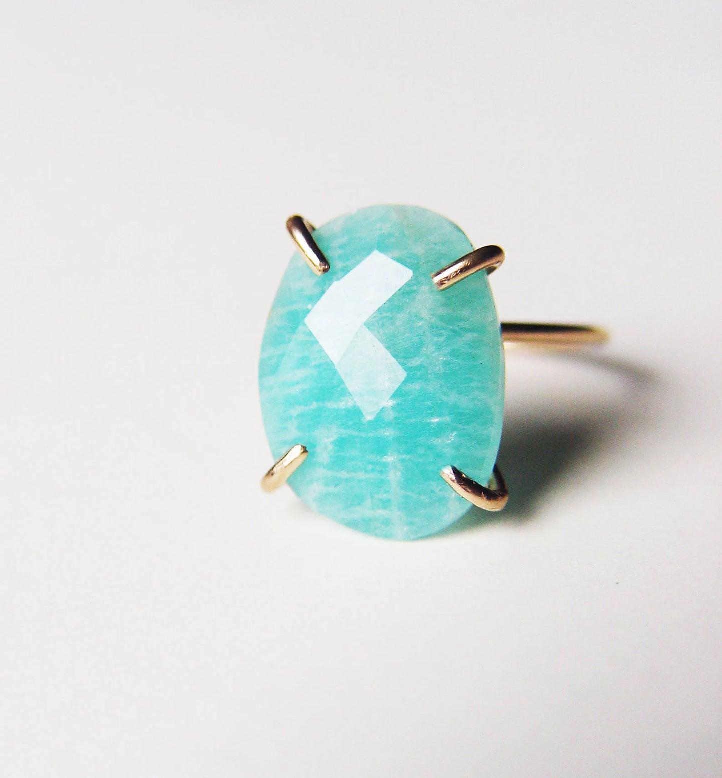 Teal Amazonite Gold Filled Statement Ring