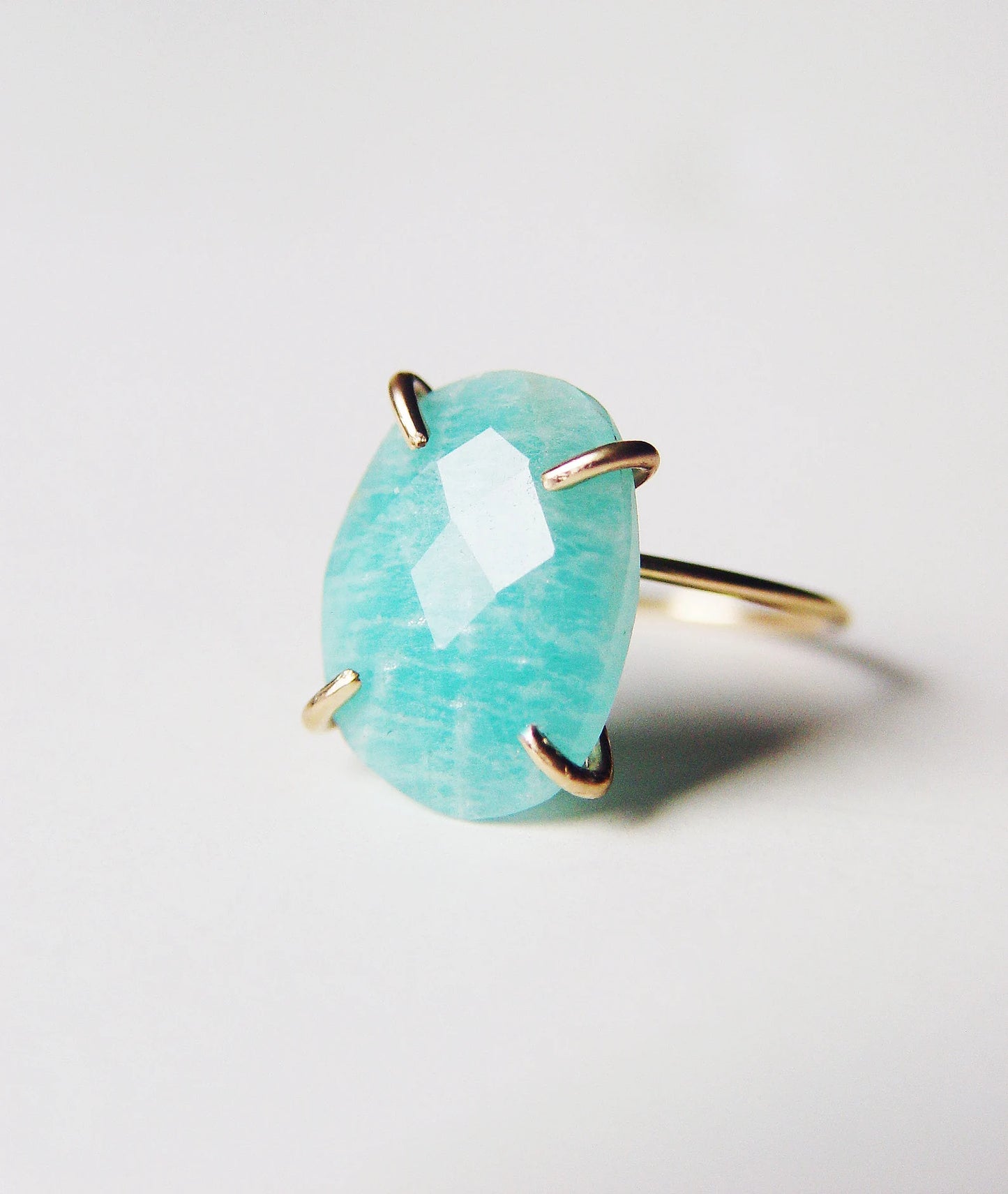 Teal Amazonite Gold Filled Statement Ring