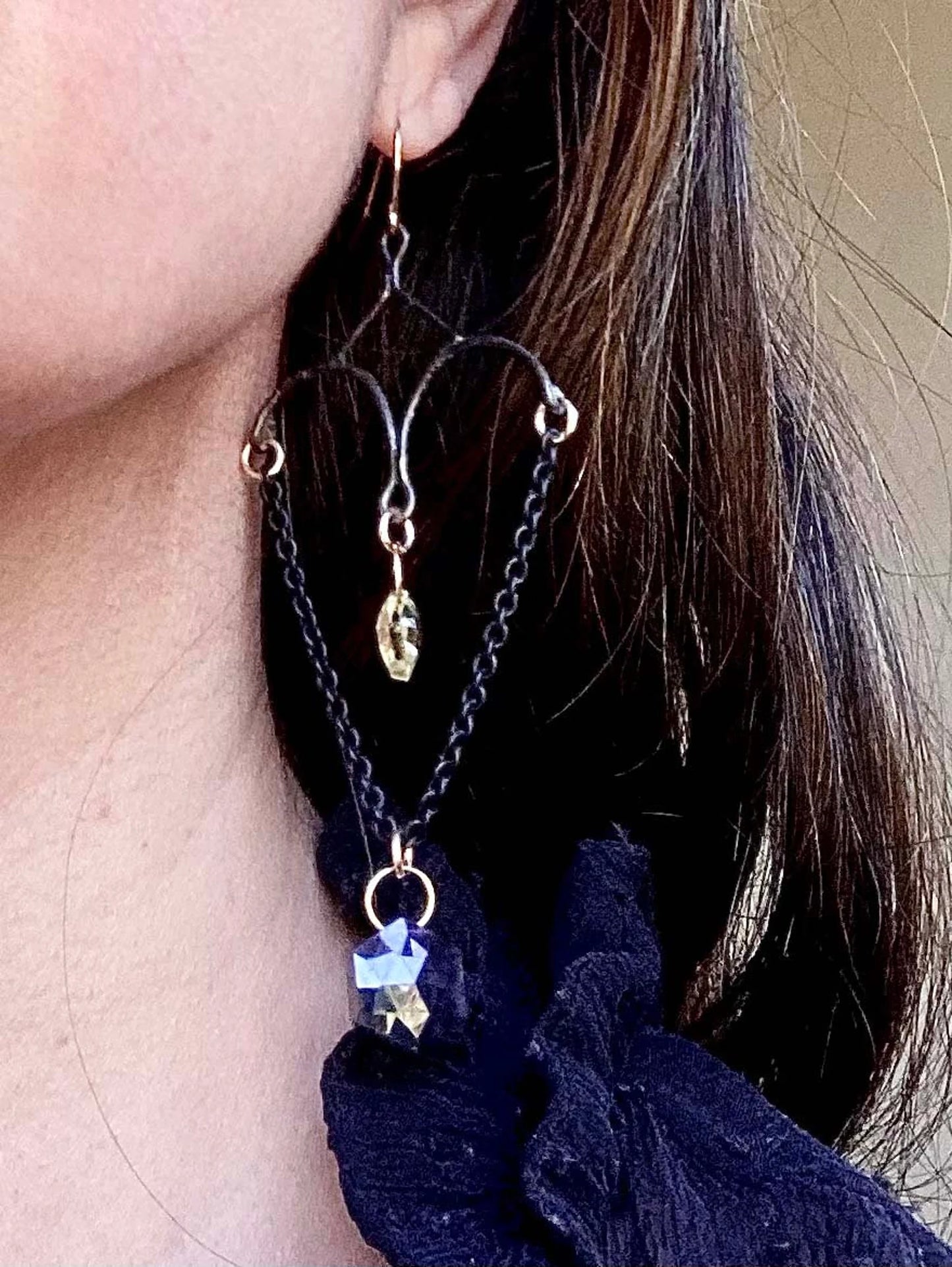 Gothic Chandelier Statement Earrings β Victorian Mourning Halloween Jewelry | Blackened Sterling Silver
