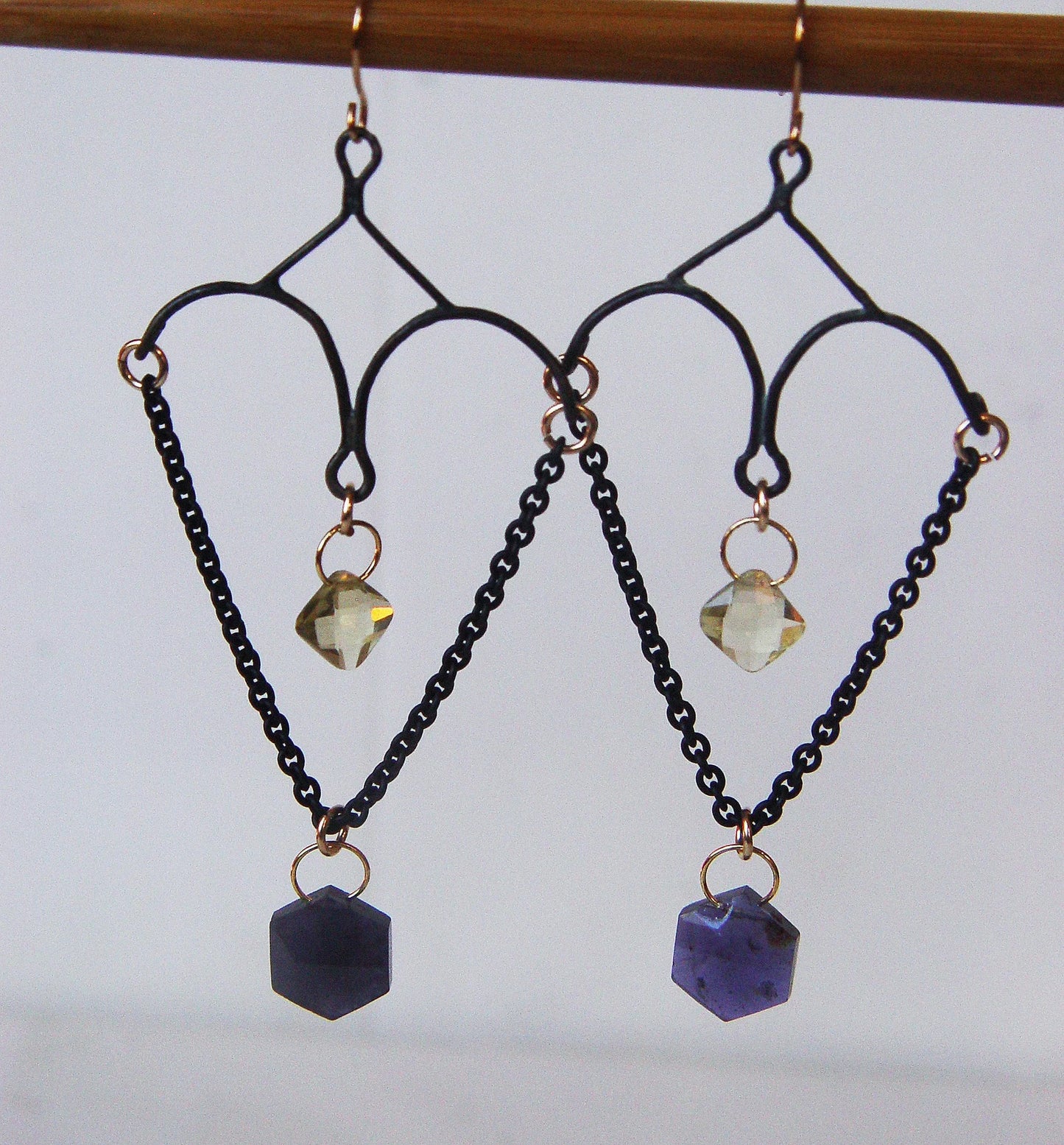 Gothic Chandelier Statement Earrings β Victorian Mourning Halloween Jewelry | Blackened Sterling Silver