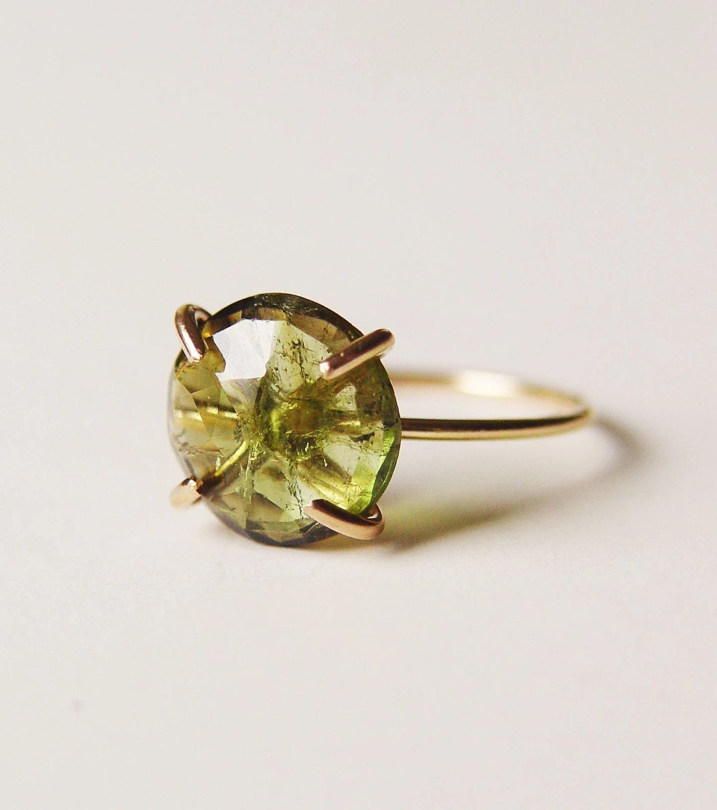 Green Tourmaline Gold Ring: 14k Gold Fill Fall Jewelry - October Birthstone