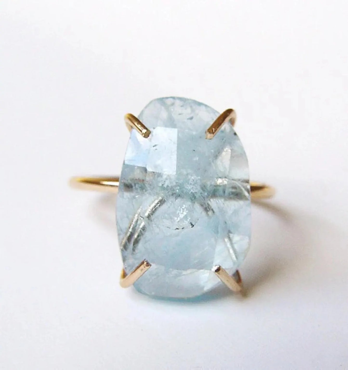 Aquamarine 14k Gold Filled Statement Ring