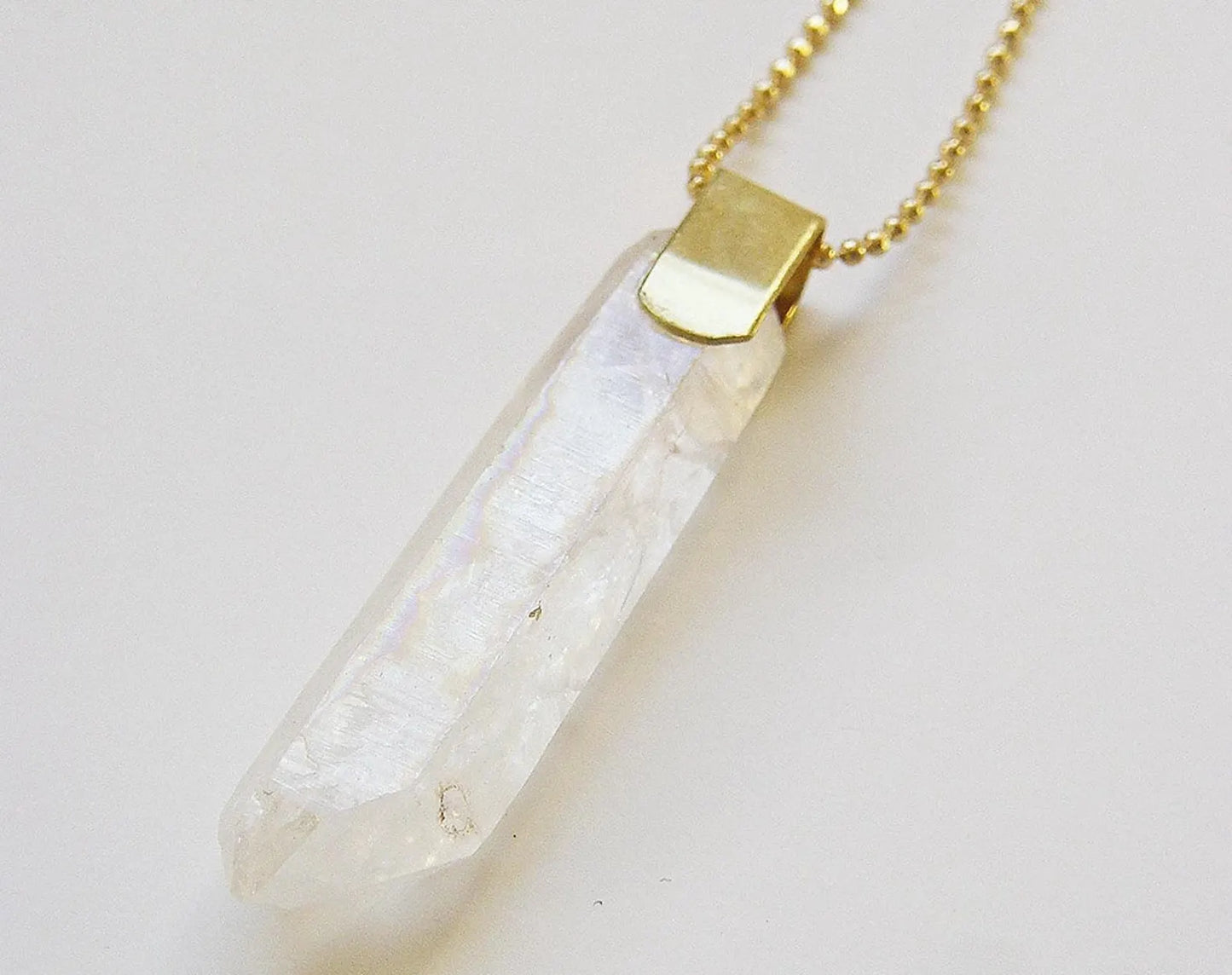 Angel Aura Quartz Crystal Gold Filled Statement Necklace