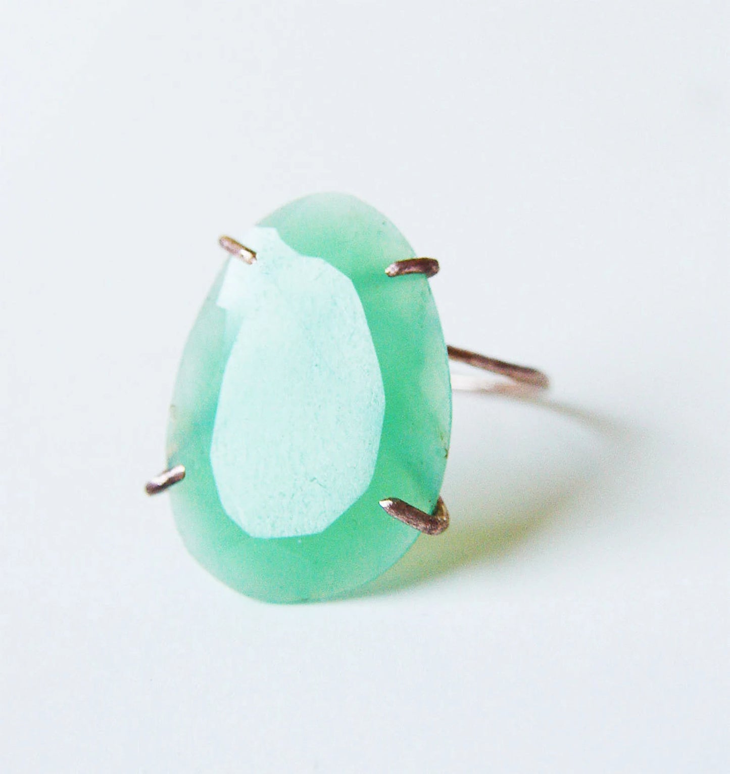 Green Chrysoprase Gold Filled Statement Ring