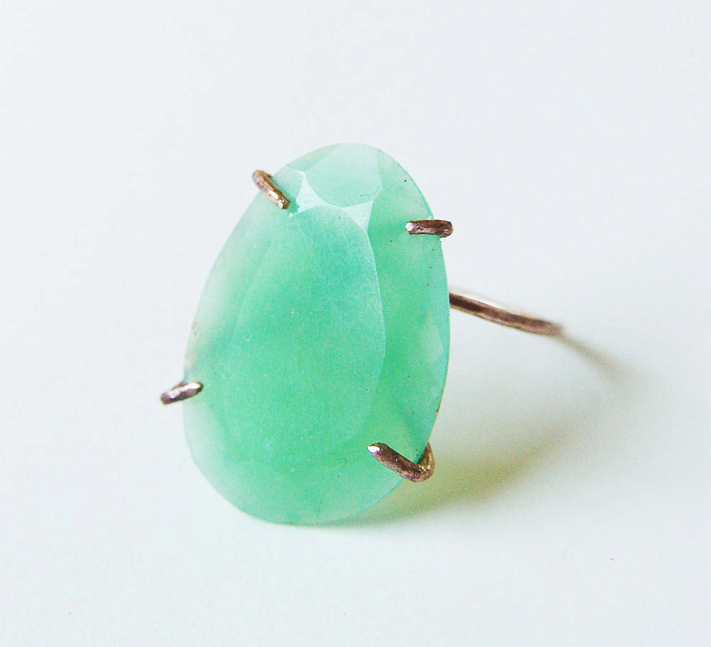 Green Chrysoprase Gold Filled Statement Ring