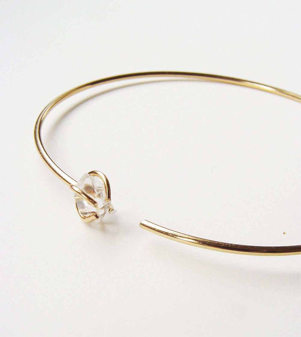 Herkimer Diamond Gold Bangle