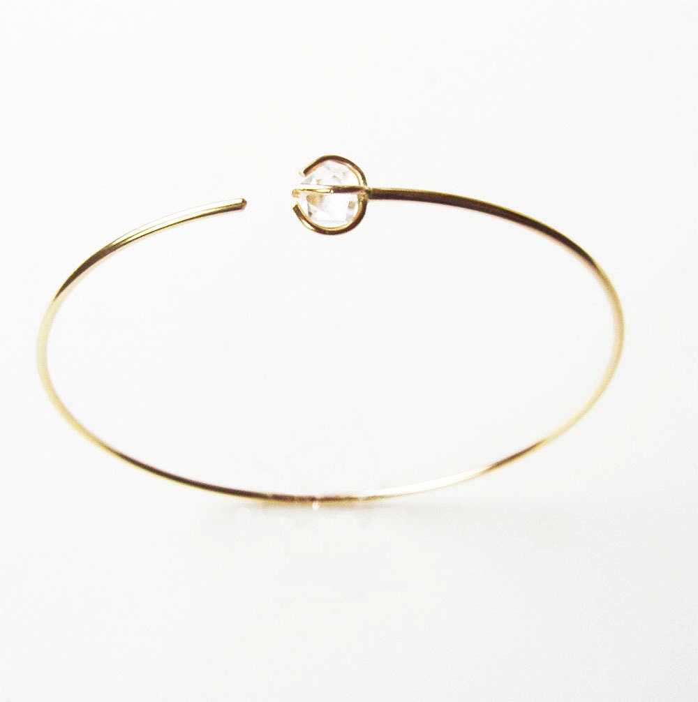 Herkimer Diamond Gold Bangle