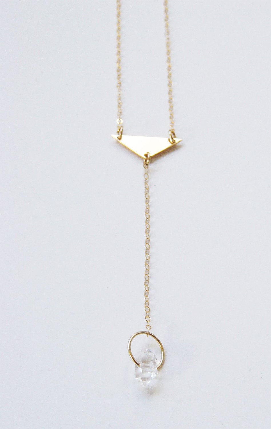 Herkimer Diamond Triangle Gold Necklace