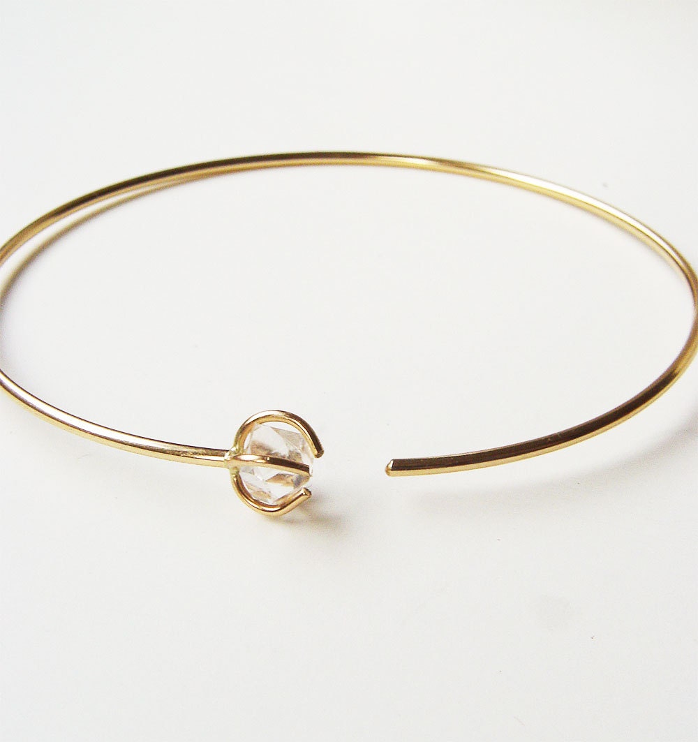 Herkimer Diamond Gold Bangle