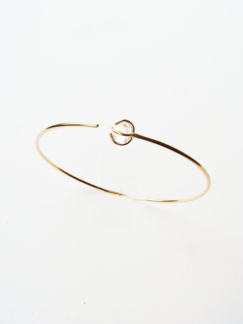 Herkimer Diamond Open 14k Gold Fill Bangle