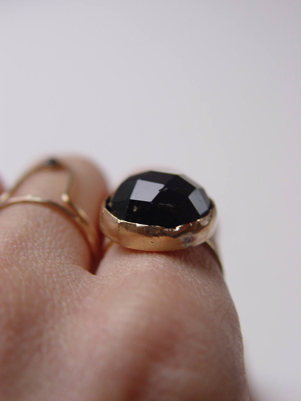 Black Tourmaline Gold Statement Ring