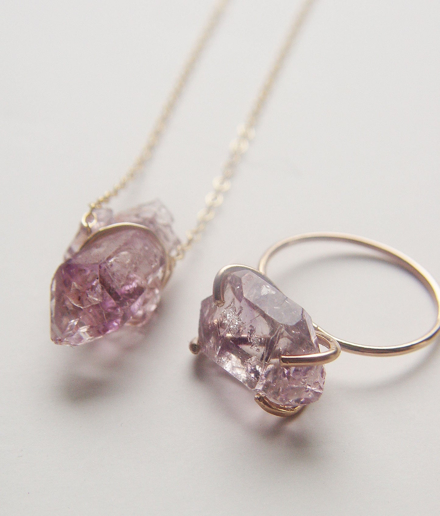 Vera Cruz Raw Amethyst Crystal Gold Necklace