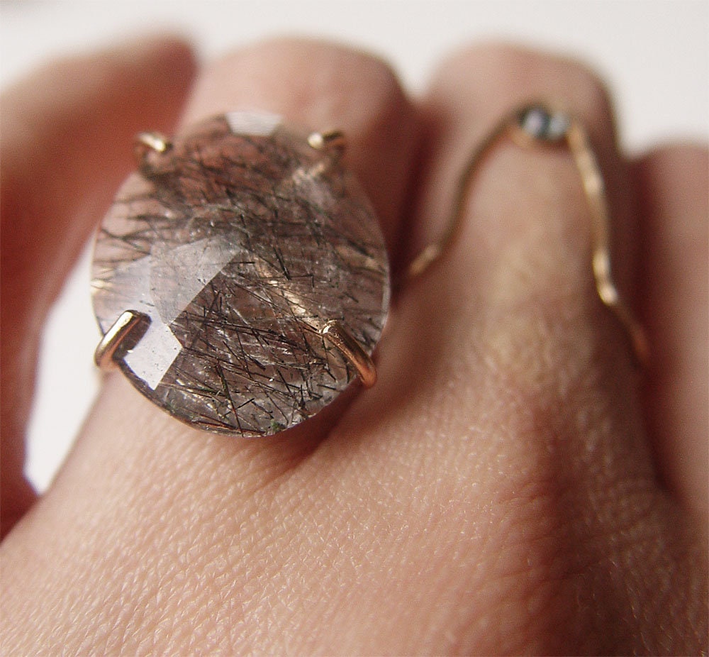 Oval Rutilated Quartz Gold Ring