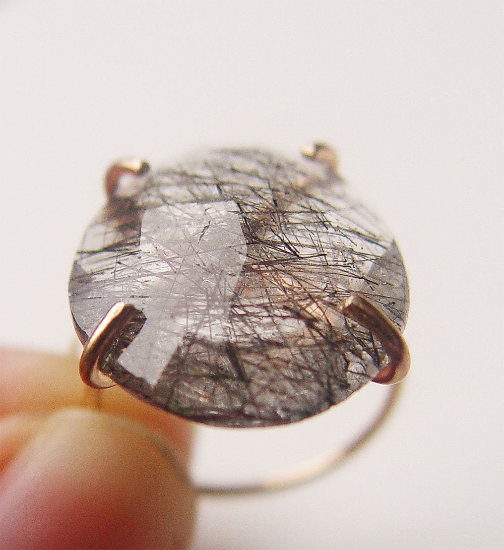 Oval Rutilated Quartz Gold Ring