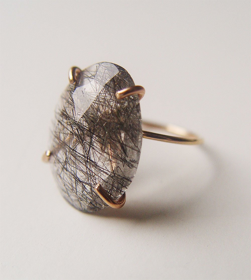 Oval Rutilated Quartz Gold Ring