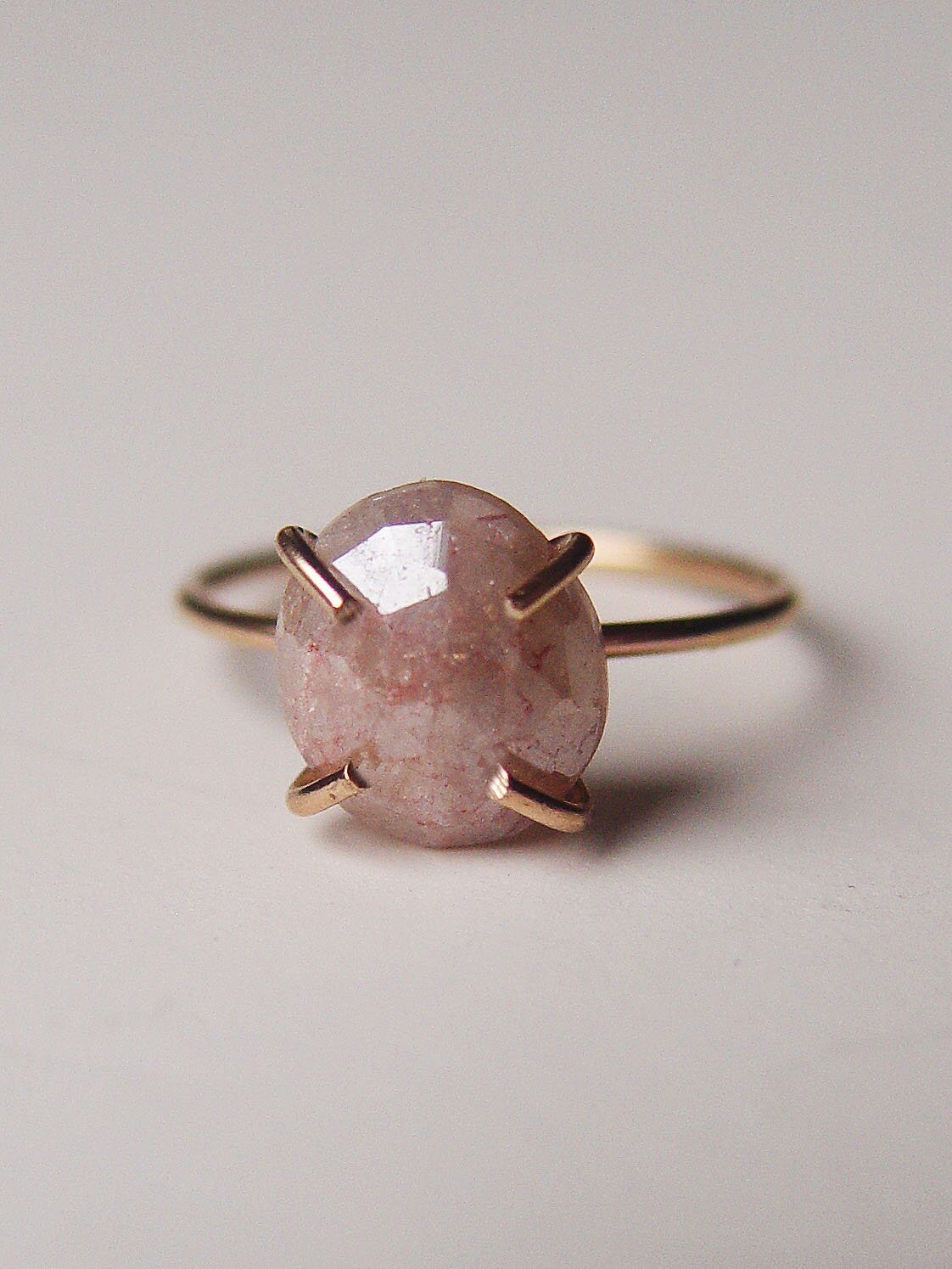 Peach Moonstone 14k Gold Ring