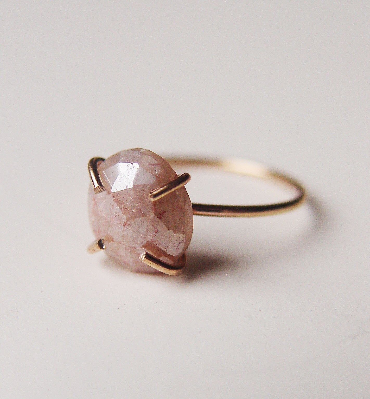 Peach Moonstone 14k Gold Ring