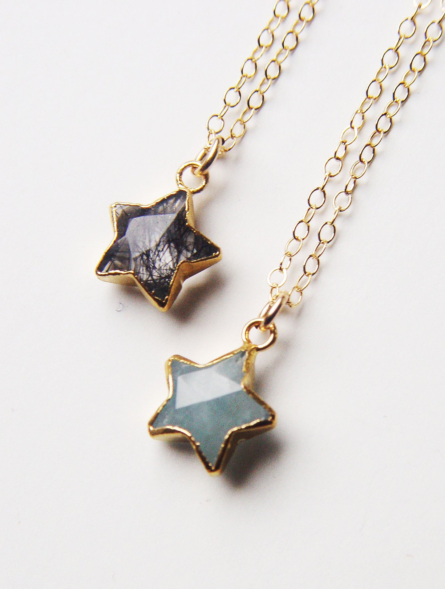 Aquamarine 14k Gold Star Necklace