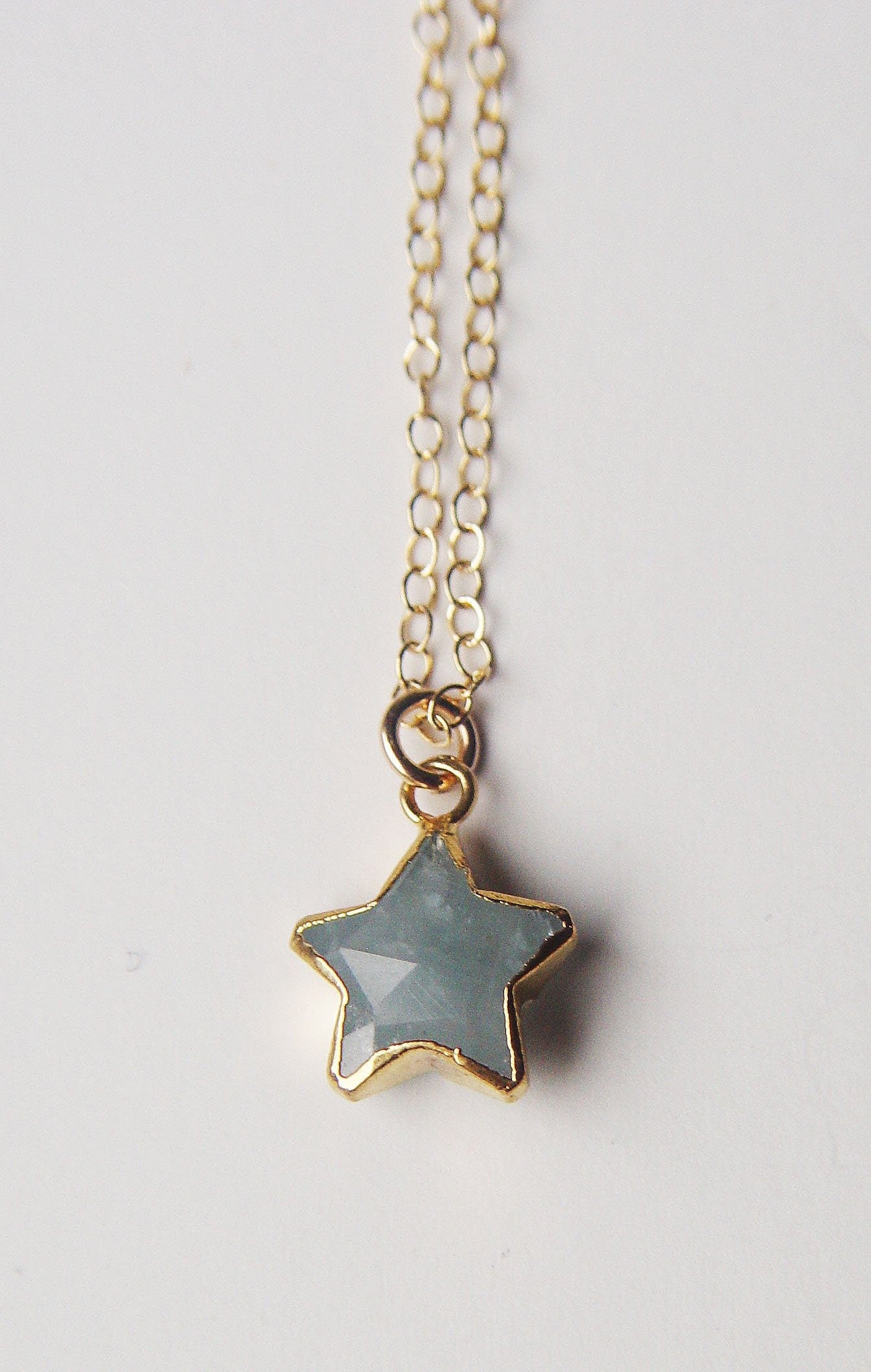 Aquamarine 14k Gold Star Necklace