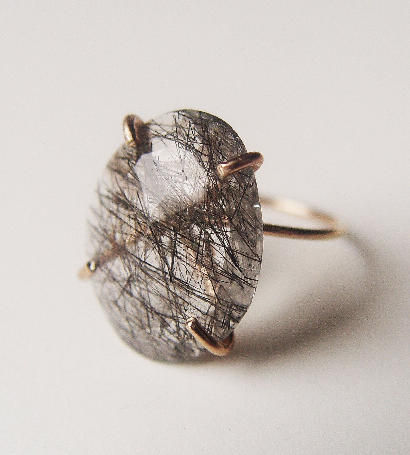 Oval Rutilated Quartz Gold Ring