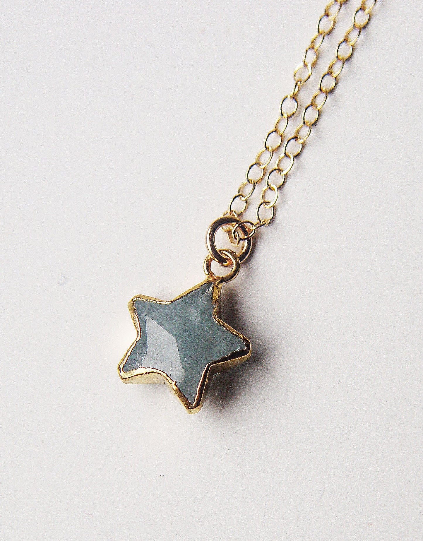 Aquamarine 14k Gold Star Necklace