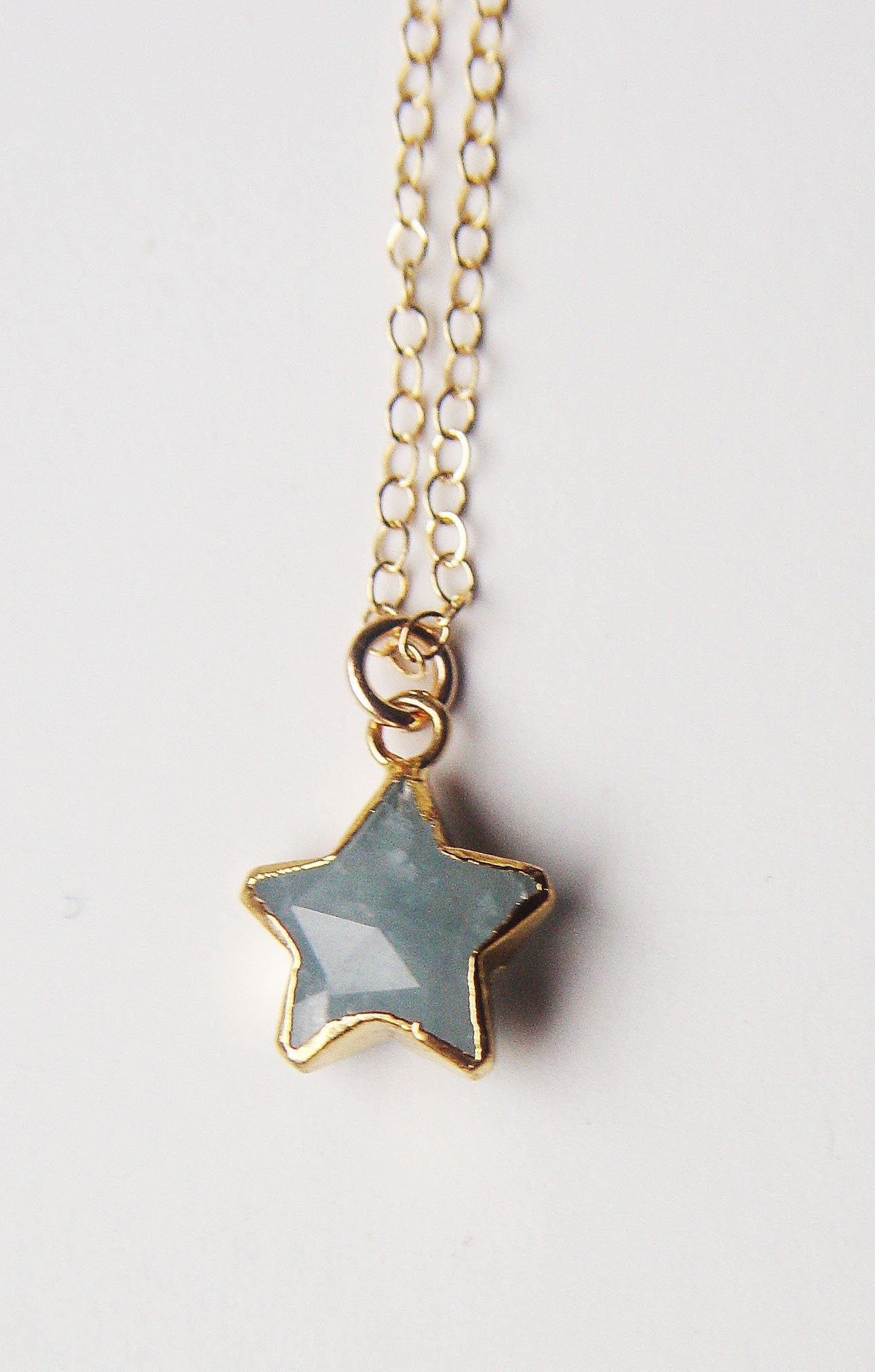 Aquamarine 14k Gold Star Necklace