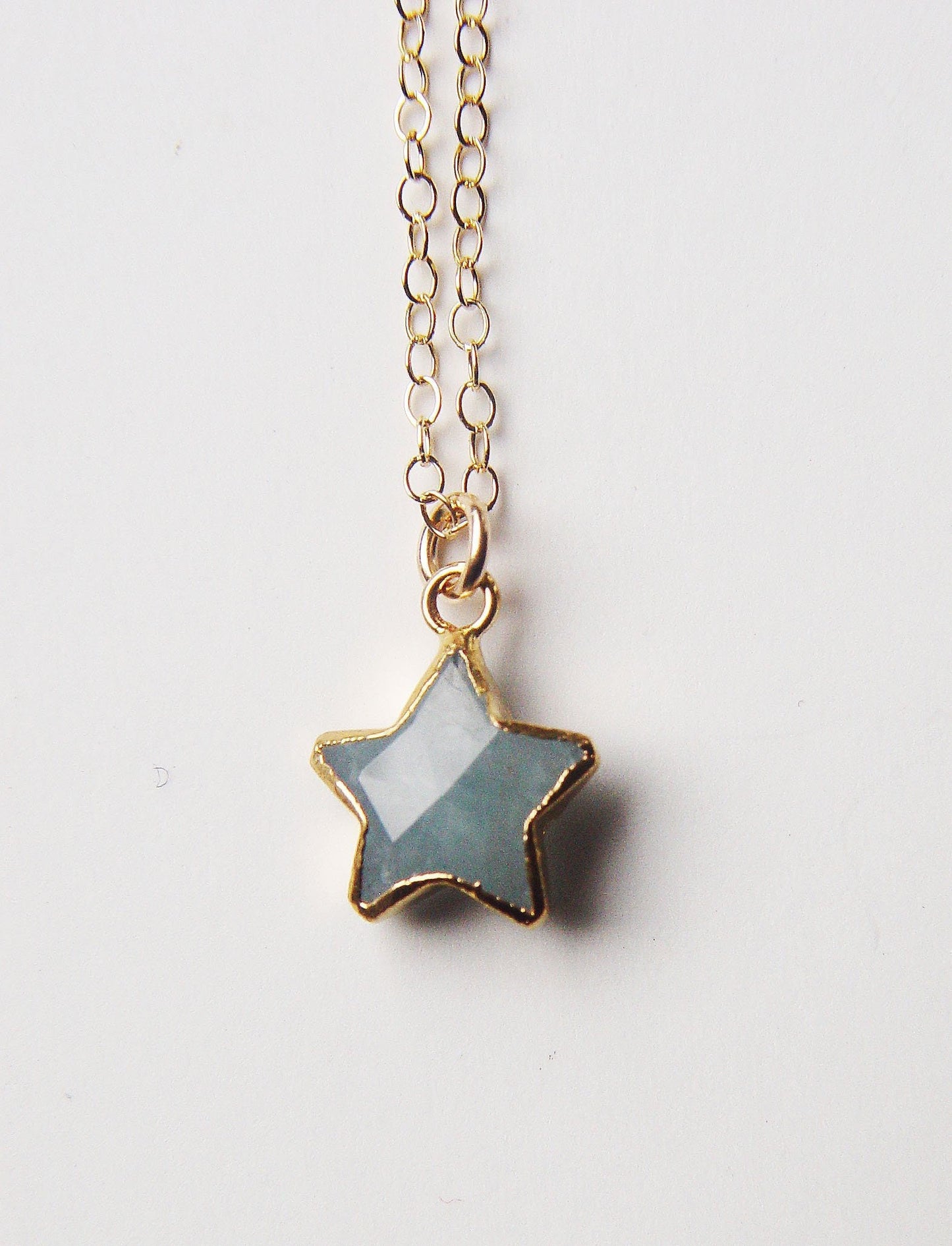 Aquamarine 14k Gold Star Necklace