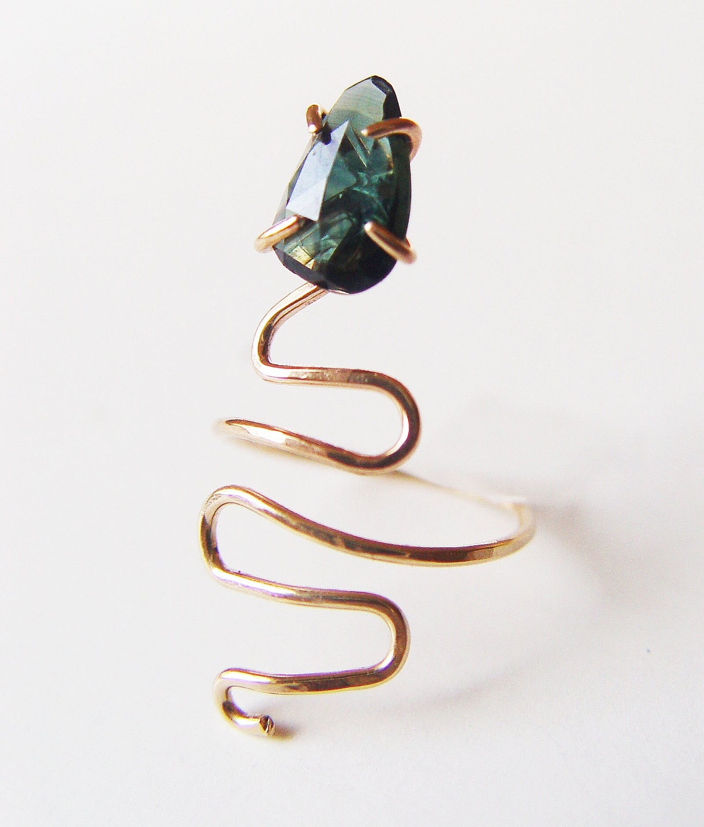 Green Tourmaline Snake Gold Ring
