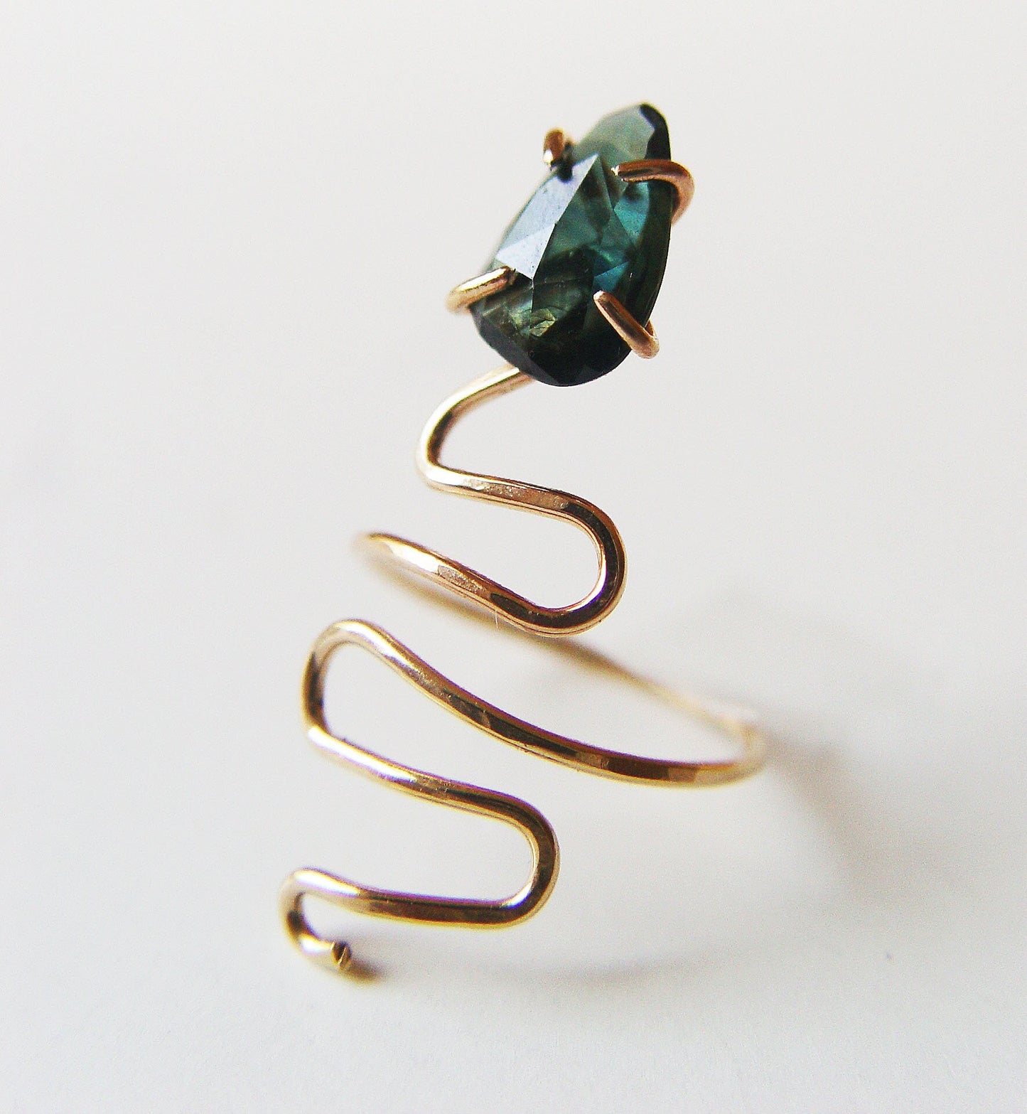 Green Tourmaline Snake Gold Ring