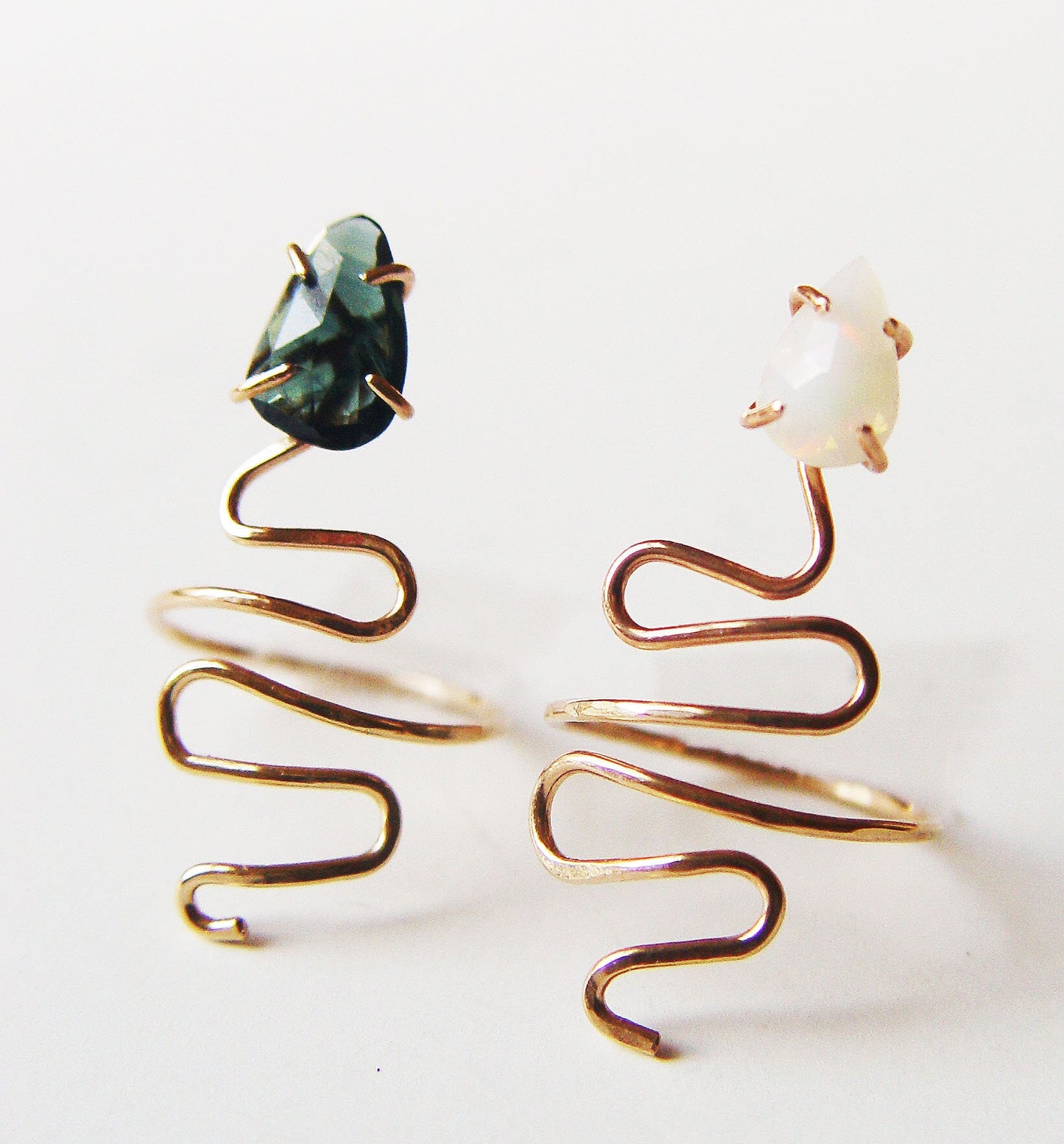 Green Tourmaline Snake Gold Ring