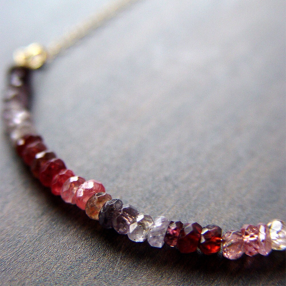 Multi Sapphire Gold Bar Necklace