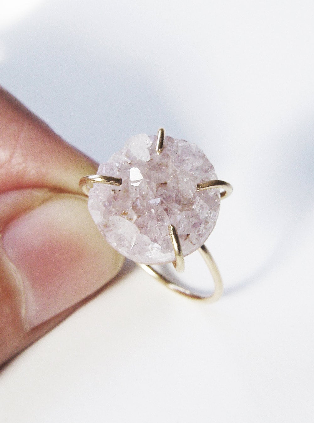 Lavender Amethyst Druzy Gold Ring