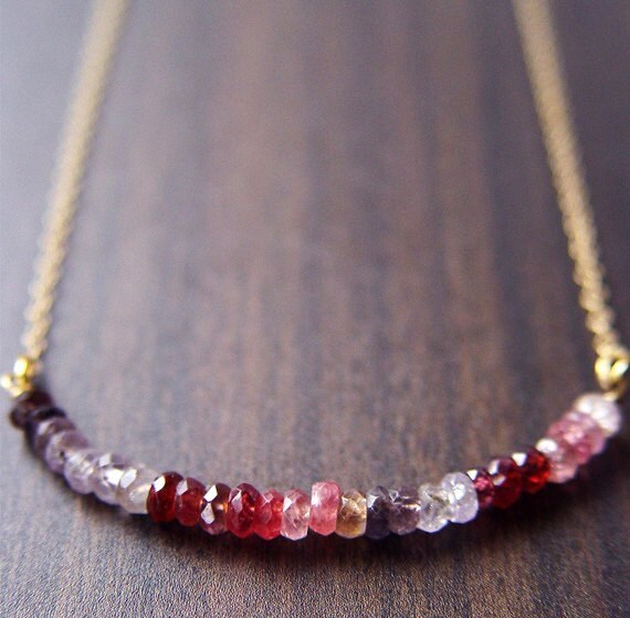 Multi Sapphire Gold Bar Necklace