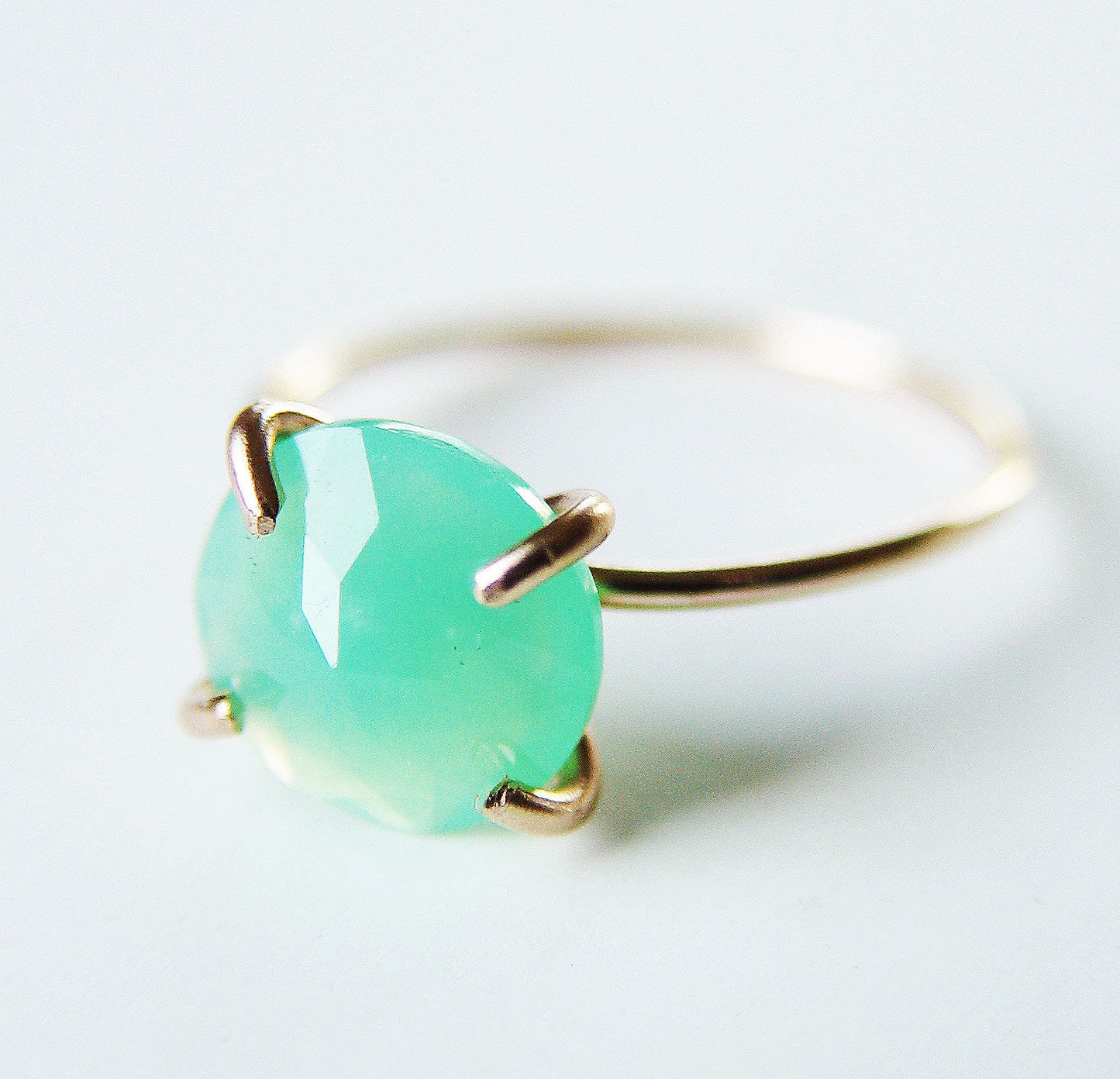 Green Chrysoprase 14k Gold Ring