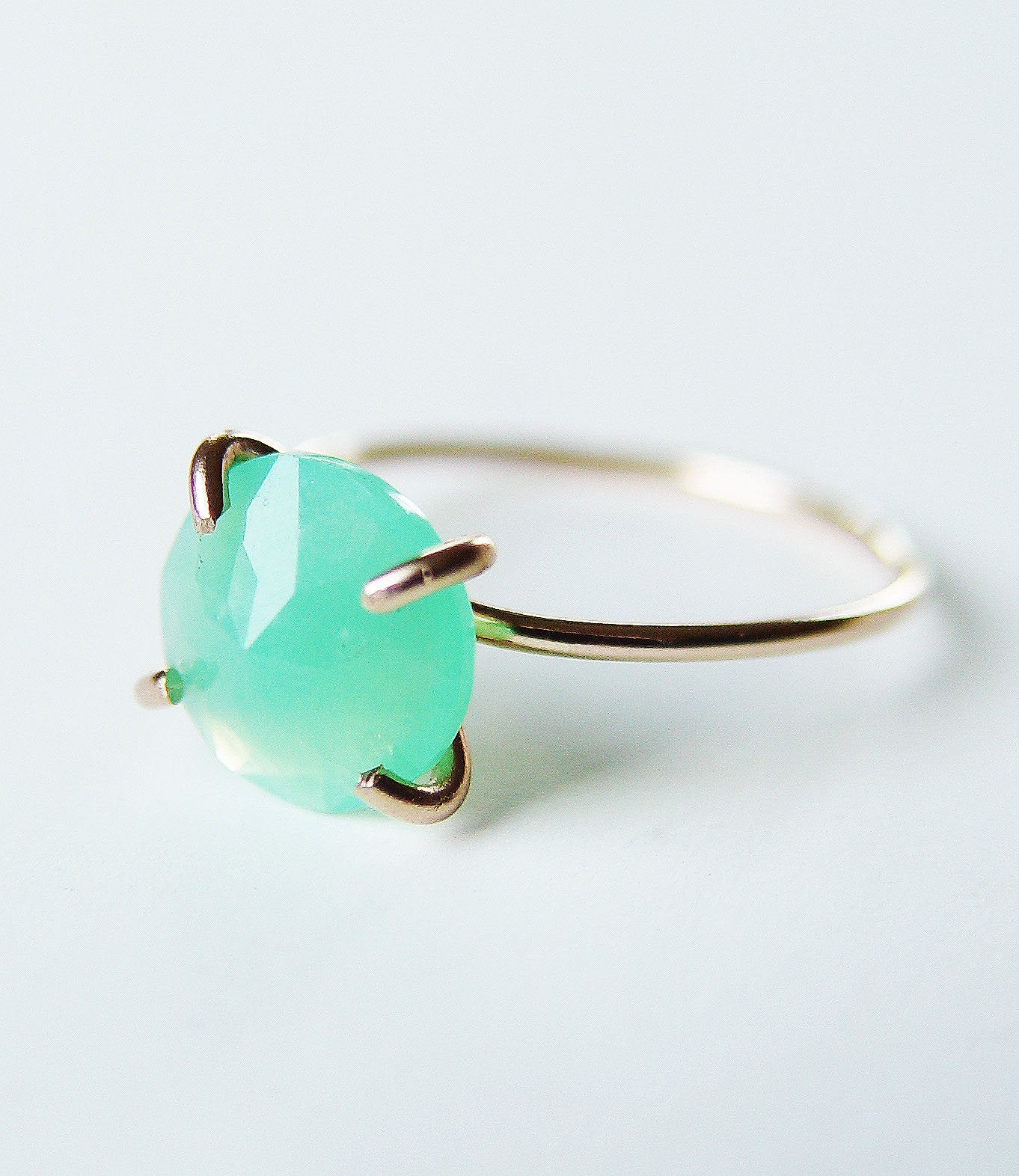 Green Chrysoprase 14k Gold Ring