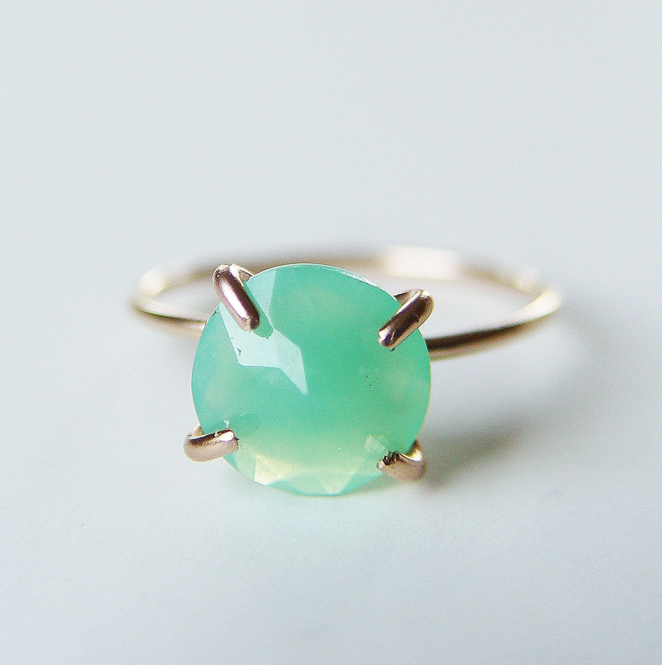 Green Chrysoprase 14k Gold Ring