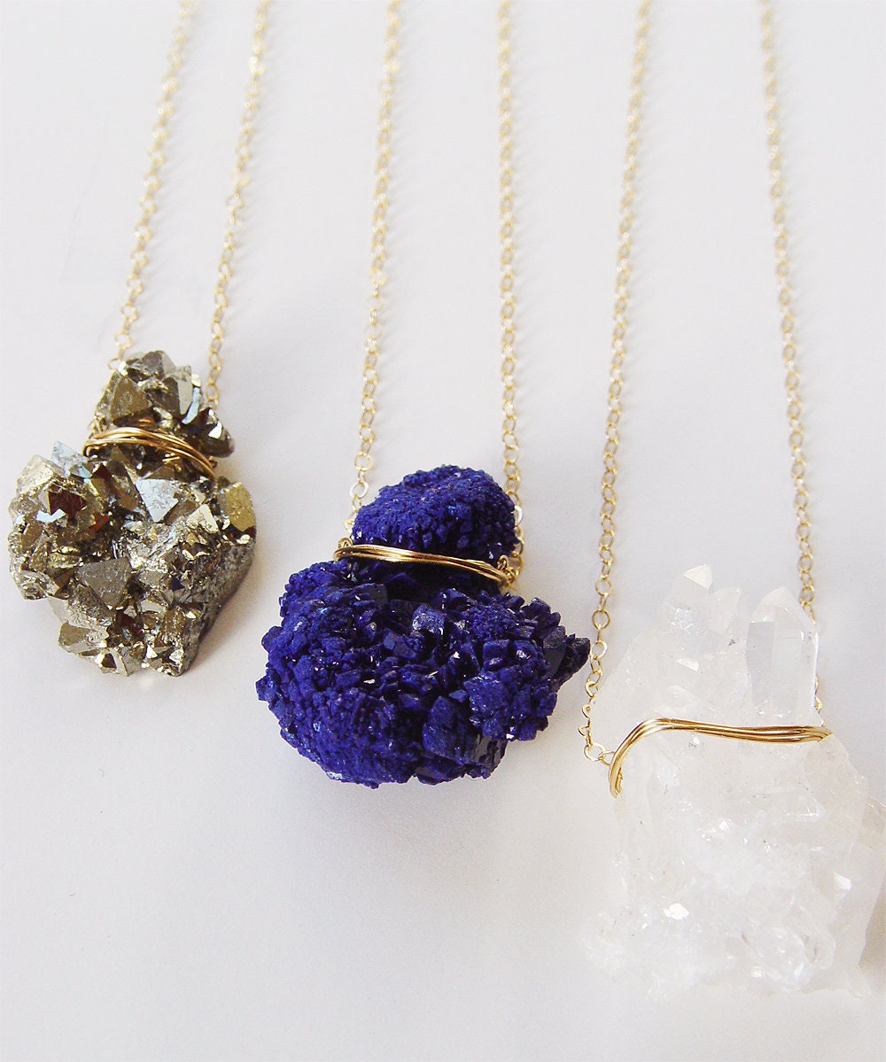 Pyrite Crystal Gold Statement Necklace