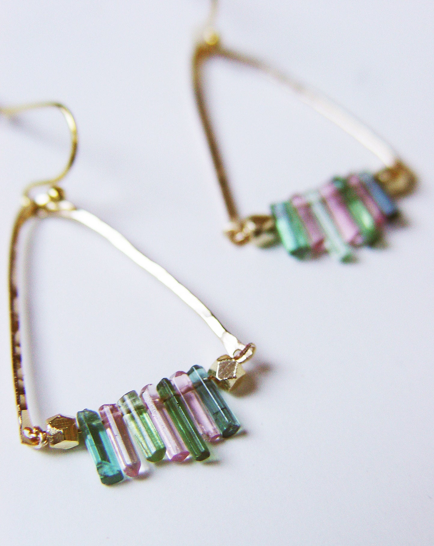 Watermelon Tourmaline Triangle Earrings