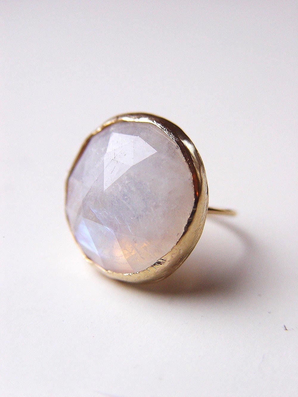 Rainbow Moonstone Gold Statement Ring