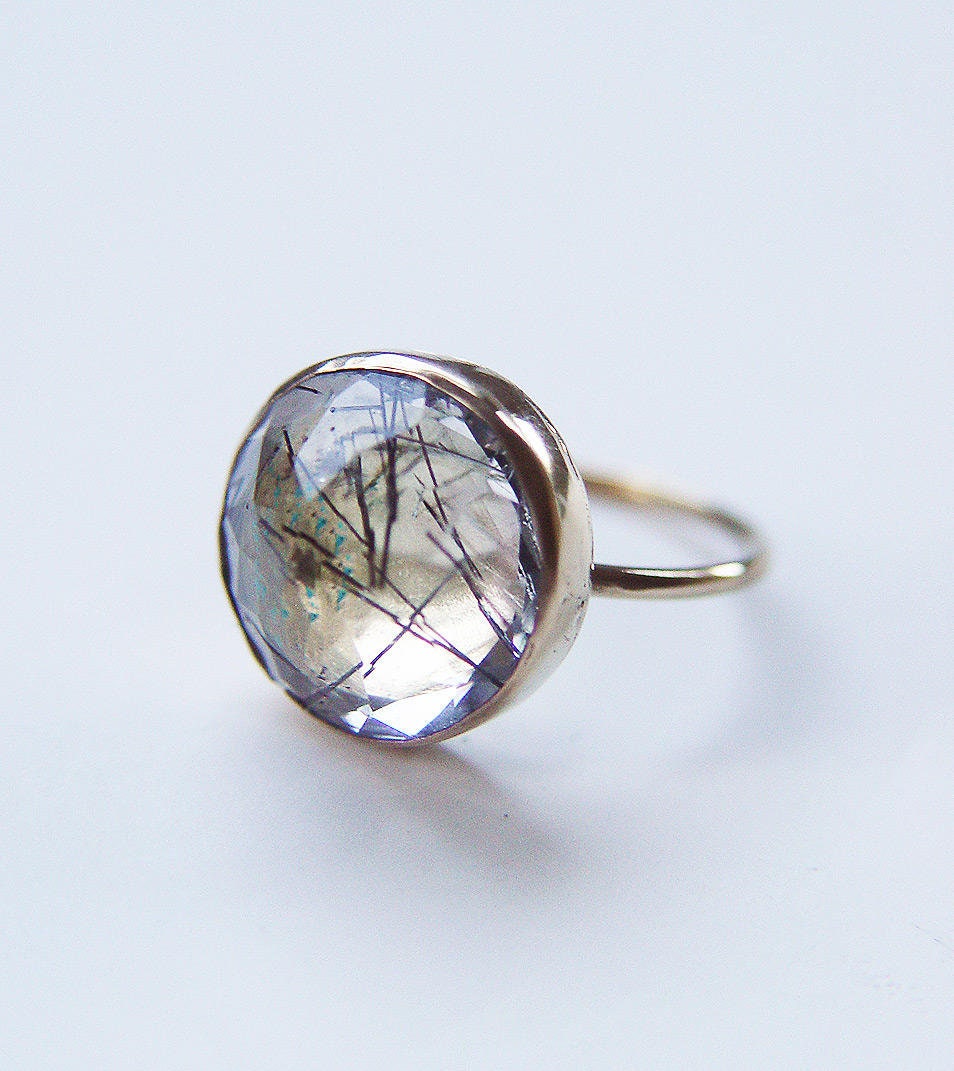 Rutile Quartz Gold Statement Ring