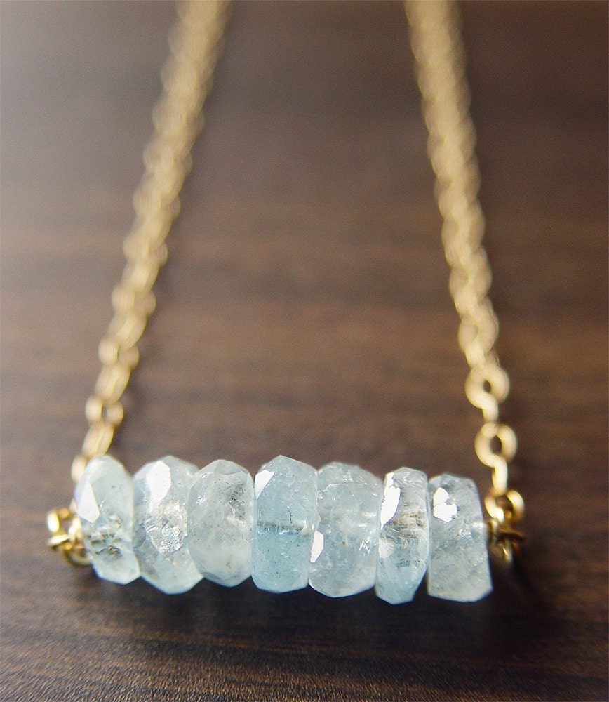 Aquamarine Nugget Gold Necklace