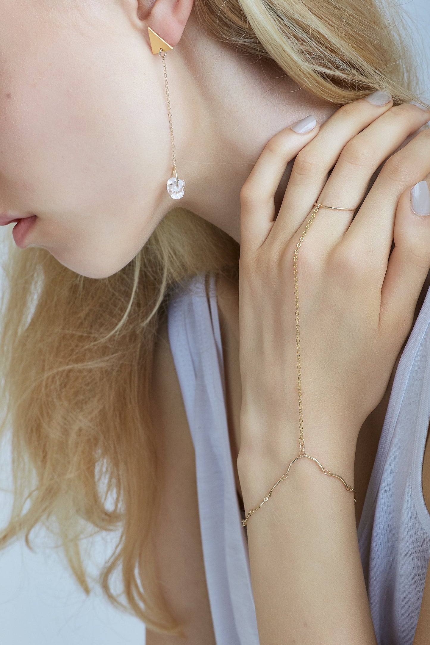 Raw Herkimer Diamond 14k Gold Ring