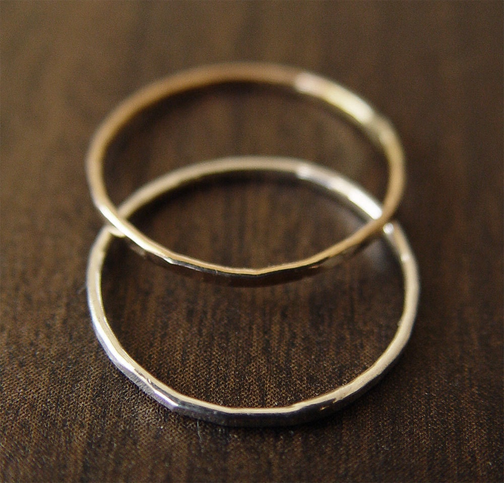 Hammered Wedding Band Gold Rings